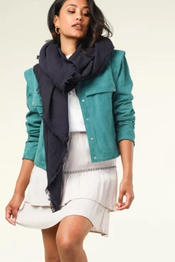 Muslin Xl-Shawl Mila | Dark Navy... | Bianca Van Leur Shawls | Little Soho