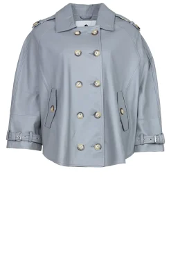 Nappa Leather Cape Jacket Bibi | Grey... | Alter Ego | Little Soho