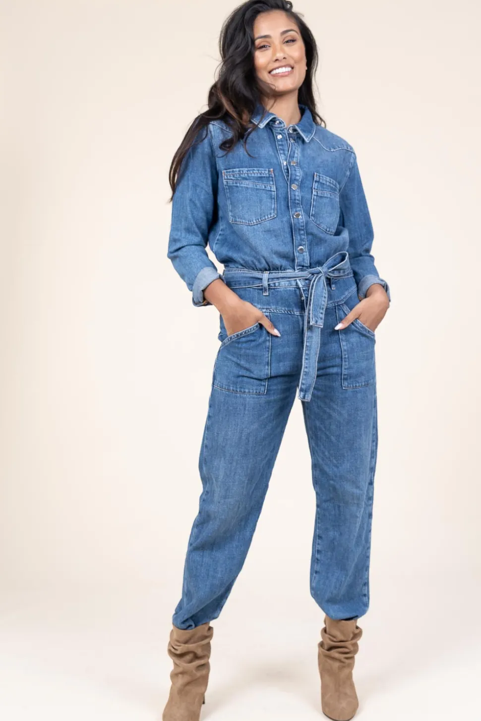 Non-Stretch Denim Jumpsuit Jerry | Blue... | Ba&Sh | Little Soho
