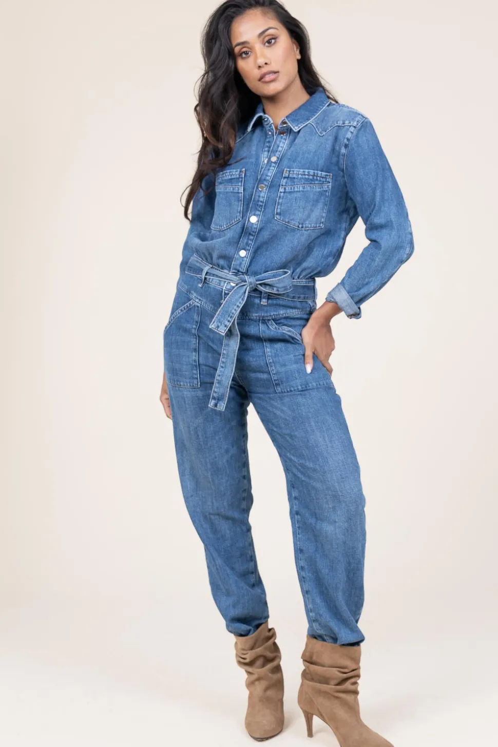Non-Stretch Denim Jumpsuit Jerry | Blue... | Ba&Sh | Little Soho