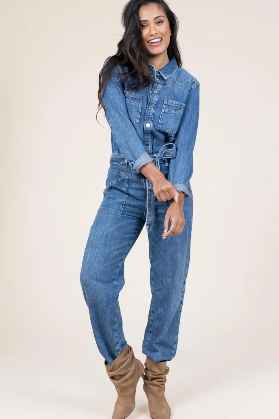 Non-Stretch Denim Jumpsuit Jerry | Blue... | Ba&Sh | Little Soho