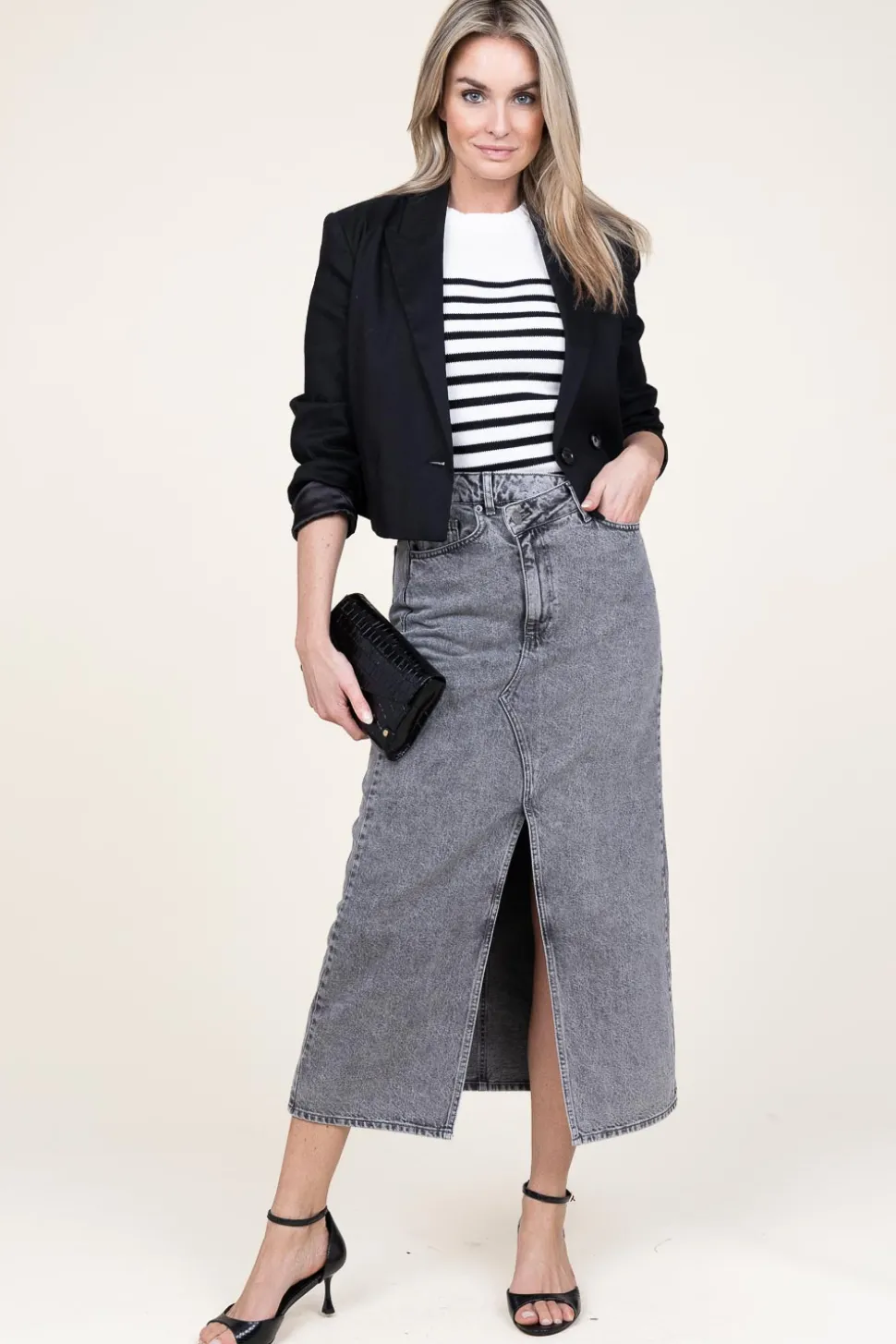 Non-Stretch Denim Skirt Vika | Grey... | Co'Couture | Little Soho