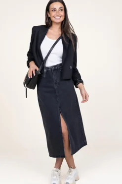 Non-Stretch Denim Skirt With Studs Vika | Black... | Co'Couture | Little Soho