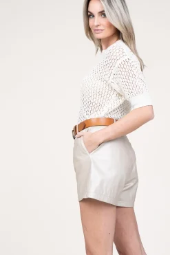 Non-Stretch Leather Short Rosa | Natural... | Studio Ar | Little Soho