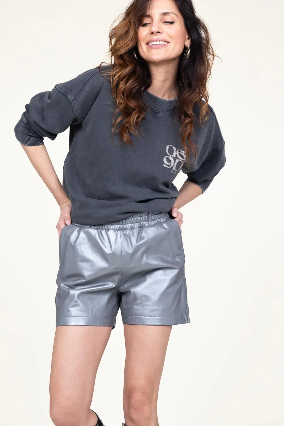 Non-Stretch Leather Short Rosa | Silver... | Studio Ar | Little Soho