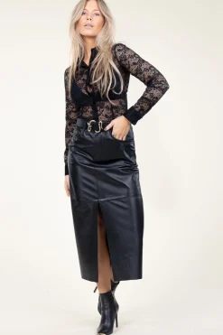 Non-Stretch Leather Skirt Sanja | Black... | Ibana | Little Soho