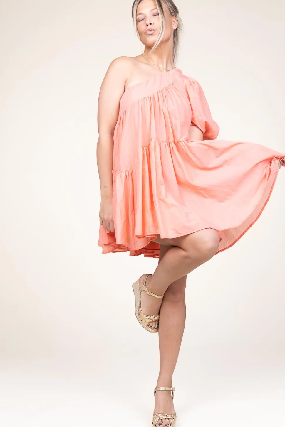 One-Shoulder Dress Gloria | Orange... | Devotion | Little Soho