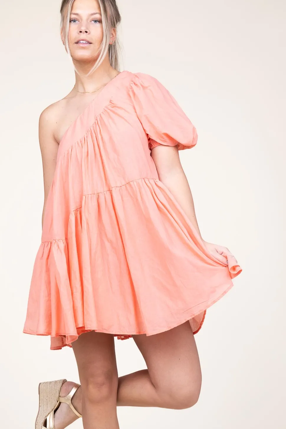 One-Shoulder Dress Gloria | Orange... | Devotion | Little Soho
