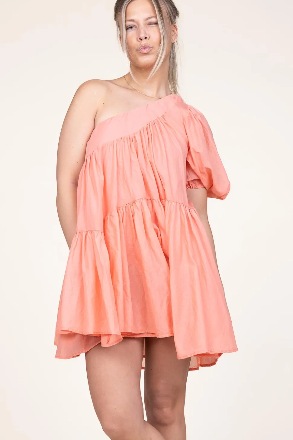 One-Shoulder Dress Gloria | Orange... | Devotion | Little Soho