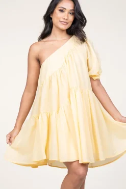 One-Shoulder Dress Gloria | Yellow... | Devotion | Little Soho