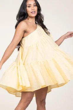 One-Shoulder Dress Gloria | Yellow... | Devotion | Little Soho