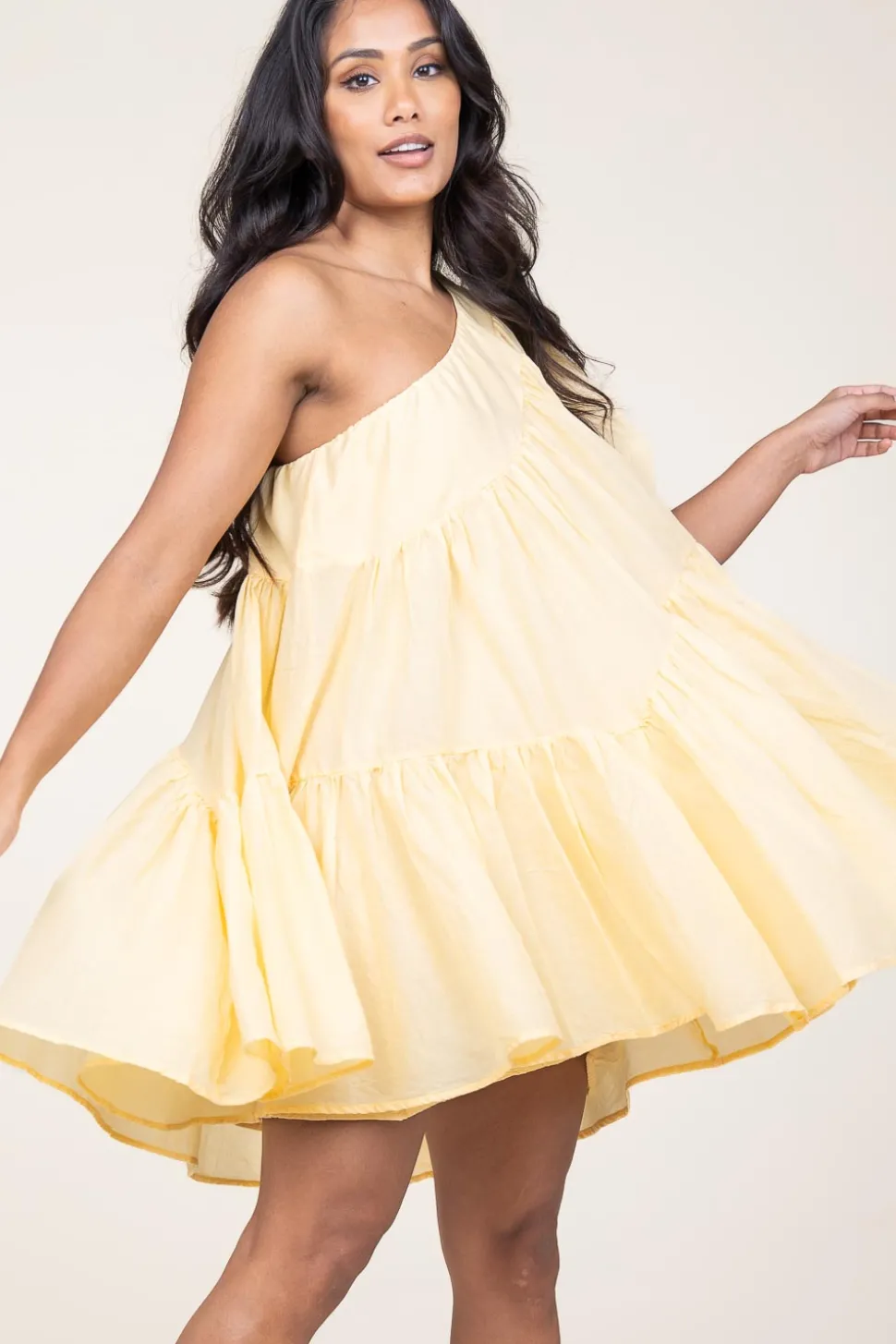 One-Shoulder Dress Gloria | Yellow... | Devotion | Little Soho