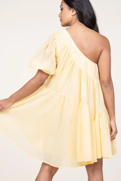 One-Shoulder Dress Gloria | Yellow... | Devotion | Little Soho