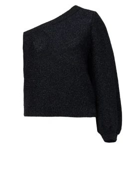 One-Shoulder Lurex Top Galvin | Black... | Ba&Sh | Little Soho