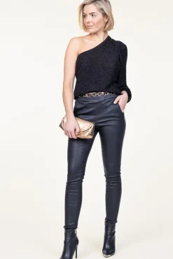 One-Shoulder Lurex Top Galvin | Black... | Ba&Sh | Little Soho