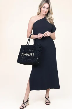 One-Shoulder Mousseline Dress Toledo | Black... | March23 | Little Soho