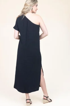 One-Shoulder Mousseline Dress Toledo | Black... | March23 | Little Soho