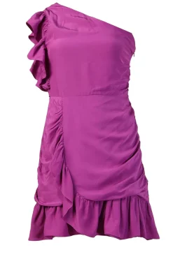 One-Shoulder Satin Look Dress Cloty | Purple... | Suncoo | Little Soho
