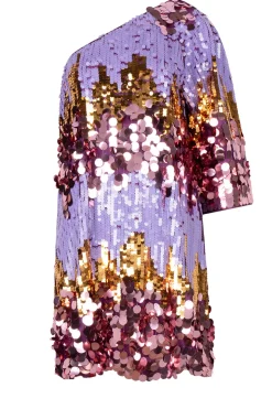 One-Shoulder Sequin Dress Dynamique | Purple... | Dante 6 | Little Soho