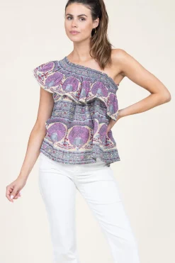 One-Shoulder Top With Print Tala | Yellow... | Antik Batik | Little Soho