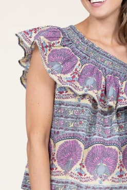 One-Shoulder Top With Print Tala | Yellow... | Antik Batik | Little Soho