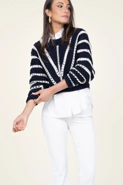 Openwork Cotton Sweater Gardy | Blue... | Ba&Sh | Little Soho