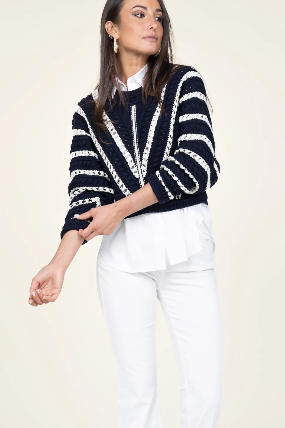 Openwork Cotton Sweater Gardy | Blue... | Ba&Sh | Little Soho