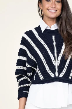 Openwork Cotton Sweater Gardy | Blue... | Ba&Sh | Little Soho