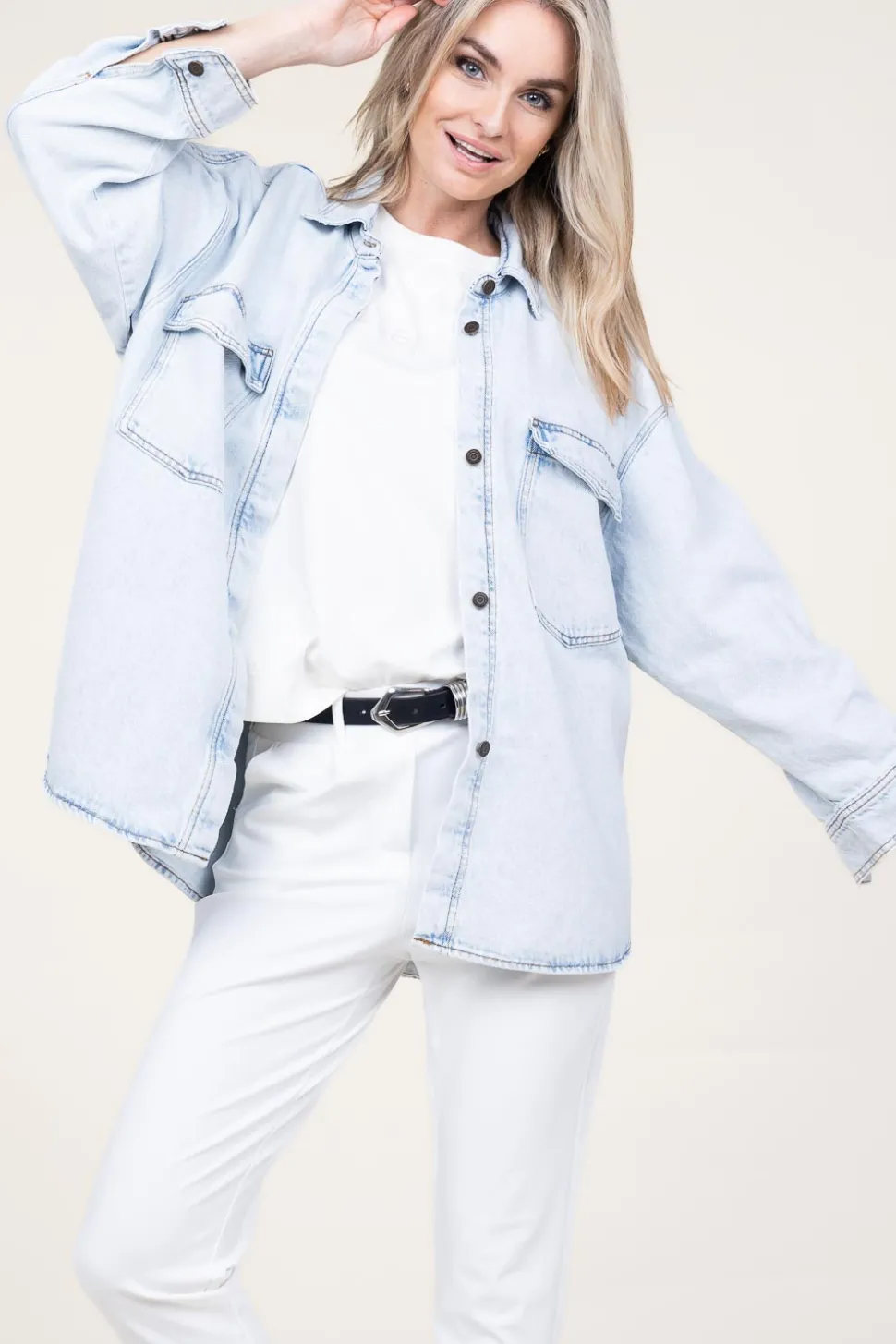 Oversized Denim Blouse Joybird | Blue... | American Vintage | Little Soho