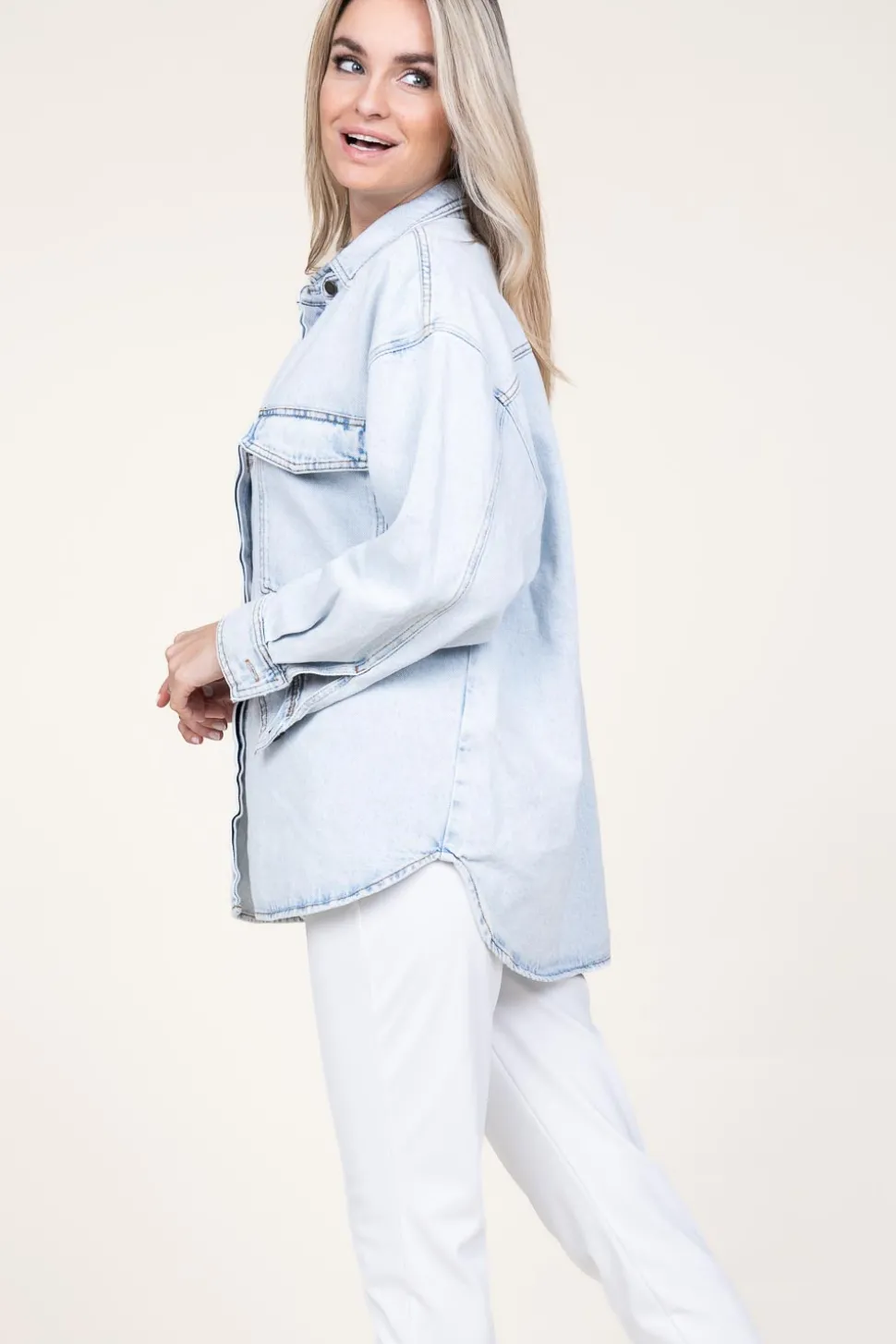 Oversized Denim Blouse Joybird | Blue... | American Vintage | Little Soho