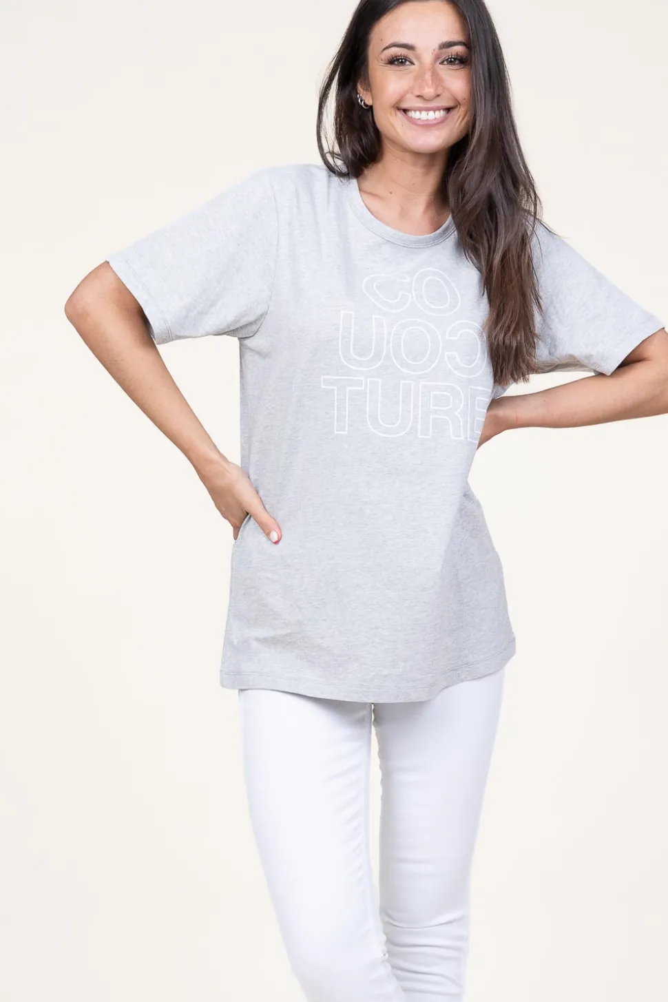 Oversized Logo T-Shirt Outline | Grey... | Co'Couture | Little Soho