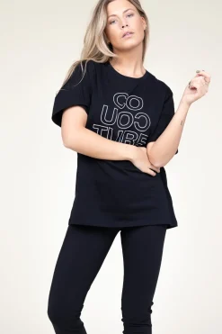 Oversized T-Shirt With Logo Outline | Black... | Co'Couture | Little Soho