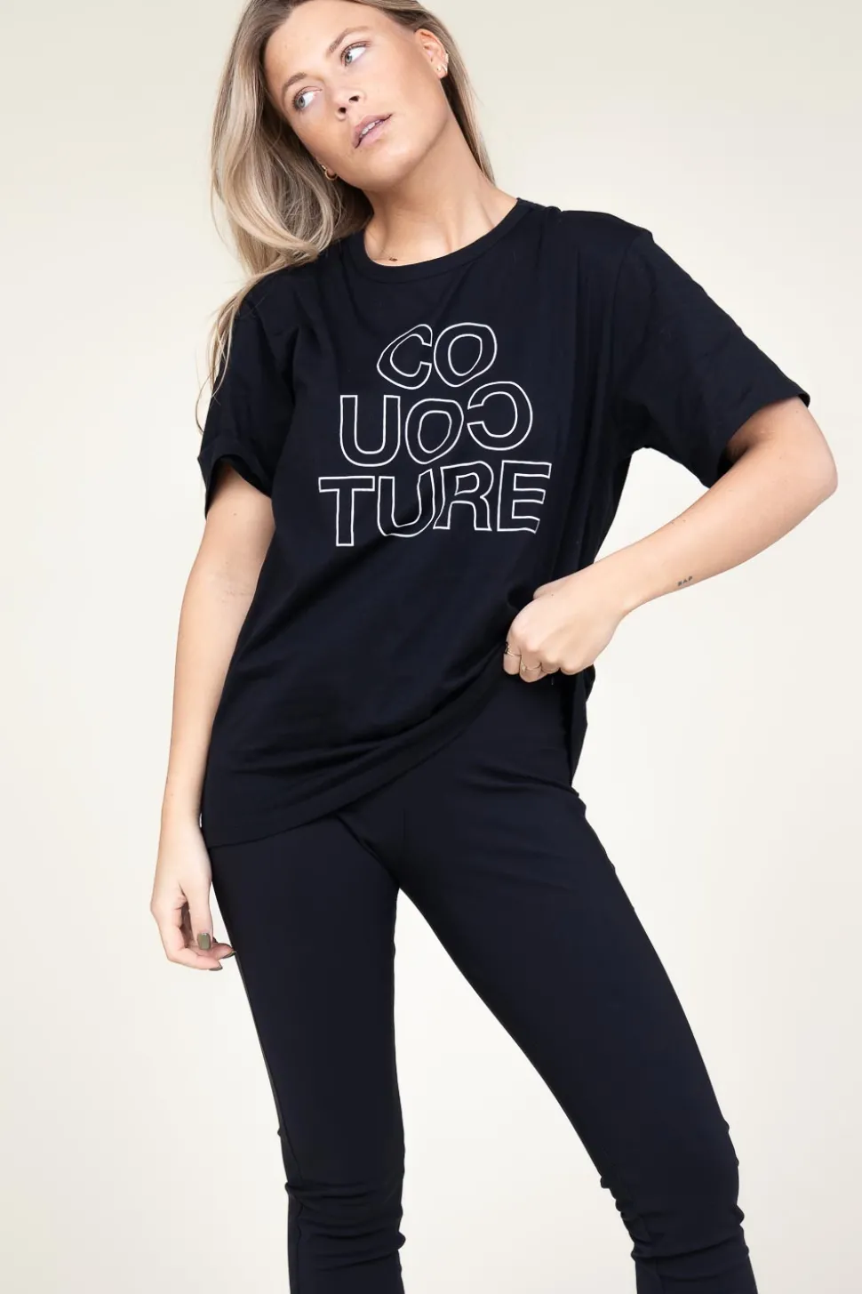 Oversized T-Shirt With Logo Outline | Black... | Co'Couture | Little Soho