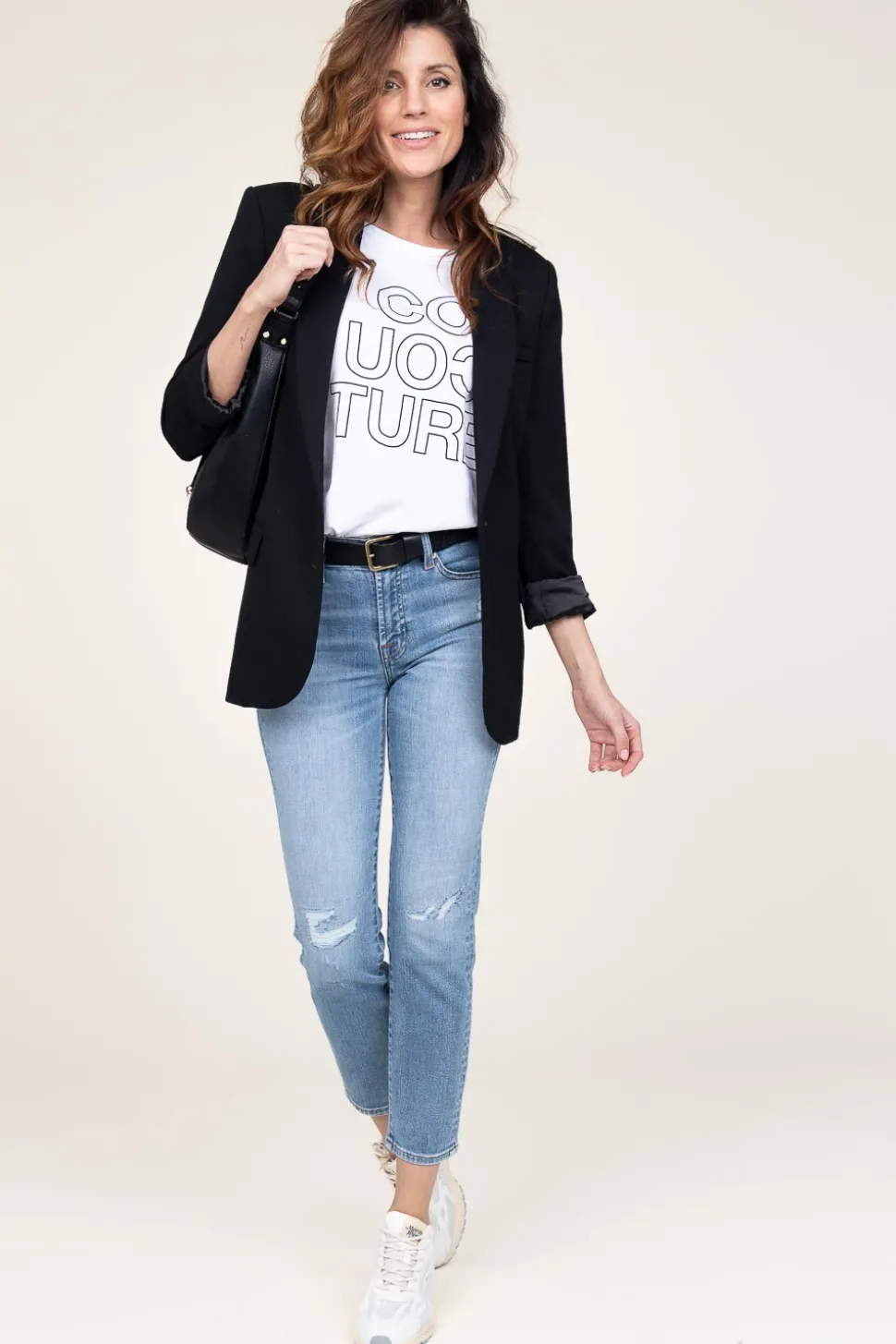 Oversized T-Shirt With Logo Outline | White... | Co'Couture | Little Soho