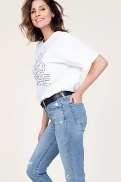 Oversized T-Shirt With Logo Outline | White... | Co'Couture | Little Soho