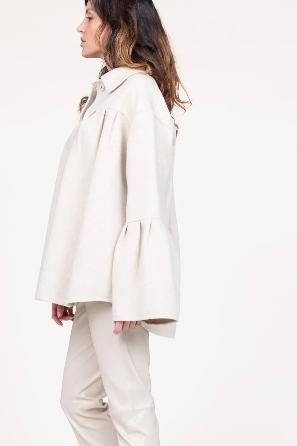 Oversized Wool Mix Cape Jacket Arte | Beige... | Studio Ar | Little Soho