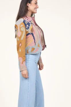 Patchwork Suede Jacket Varina | Camel... | Berenice | Little Soho