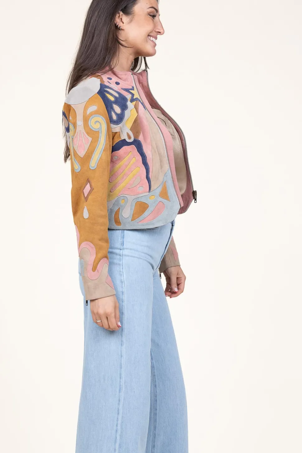 Patchwork Suede Jacket Varina | Camel... | Berenice | Little Soho