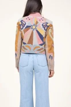 Patchwork Suede Jacket Varina | Camel... | Berenice | Little Soho