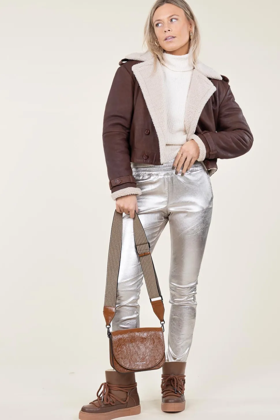 Patent Leather Crossbody Bag Tara | Camel... | Gianni Chiarini | Little Soho