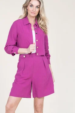 Pinstripe Bermuda Short Trapani | Purple... | Liu Jo | Little Soho