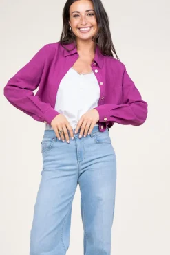 Pinstripe Cropped Blouse Trapani | Purple... | Liu Jo | Little Soho