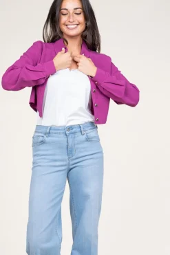 Pinstripe Cropped Blouse Trapani | Purple... | Liu Jo | Little Soho