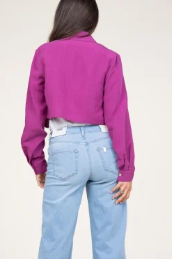 Pinstripe Cropped Blouse Trapani | Purple... | Liu Jo | Little Soho