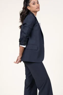 Pinstripe Oversized Blazer Payne | Blue... | Ba&Sh | Little Soho