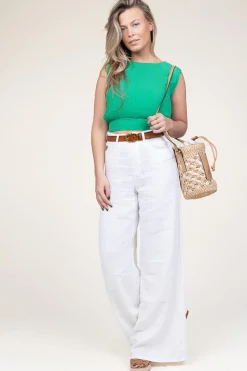 Pleated Cropped Top San Vito | Green... | Liu Jo | Little Soho