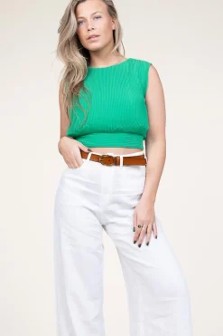 Pleated Cropped Top San Vito | Green... | Liu Jo | Little Soho
