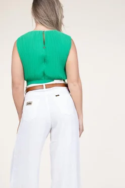 Pleated Cropped Top San Vito | Green... | Liu Jo | Little Soho