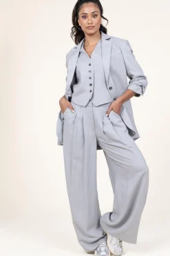 Pleated Trousers In Linenblend Lotus | Grey... | Herskind | Little Soho