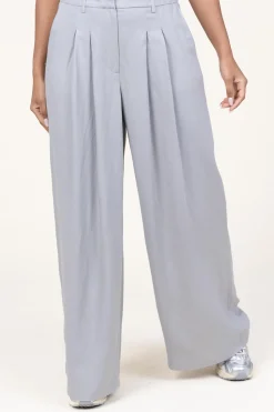 Pleated Trousers In Linenblend Lotus | Grey... | Herskind | Little Soho